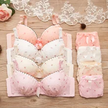 Puberdade meninas rendas dot algodão conjunto de roupa interior sutiã adolescente pequeno sutiã de mama para meninas adolescentes
