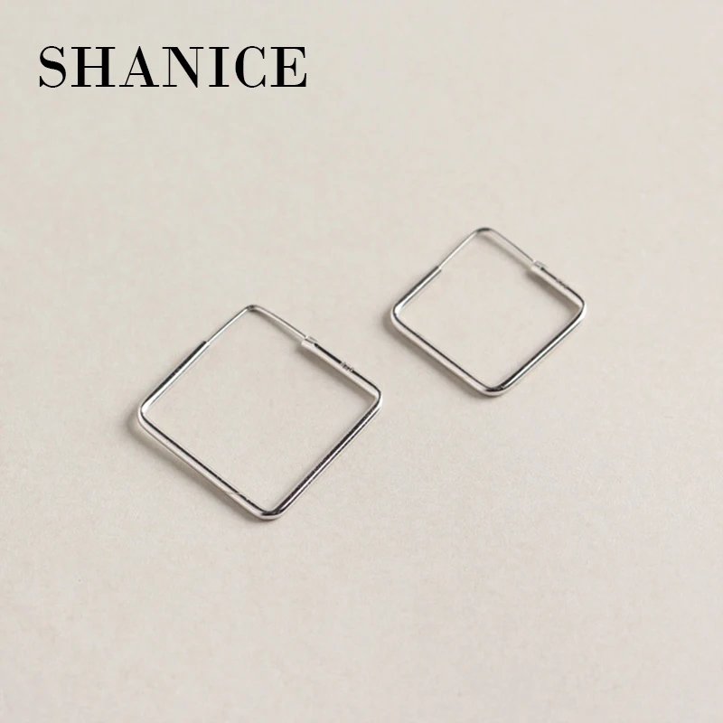

SHANICE 925 Sterling Silver Geometric Big Square Earrings For Women Fashion Large Hollow Drop Earrings Jewelry Statement earring