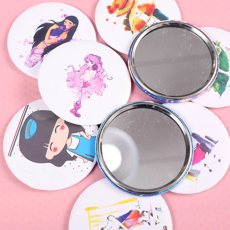 10Pcs Women Mini Makeup Mirror Round Mirror Cute Portable Makeup Mirror