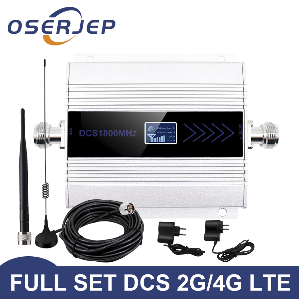 2g 3g 4g Repeater 850/900/1800/2100 MHz Amplifier 2g 4g GSM DCS Signal Repeater Cellular Signal Booster Amplifier +Antenna