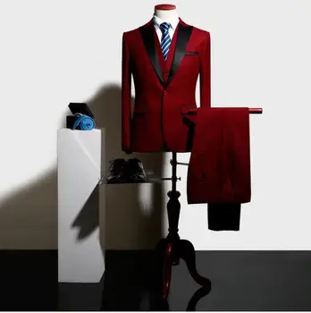 

S-4XL 2019 new hair stylist fashion suit sets male business retro 3 Pcs Blazer+Vest+Pants dress suit singer costumes suit