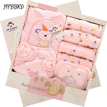 

HPBBKD 14Pcs/lot Newborn Baby Winter Warm Gift Sets Unisex Infant Thick Clothing Baby Bib Hat Baby Outfits For 0-6 Month TZ-018