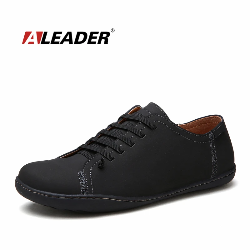 Fahsion Mens Leather Shoes Flats New Autumn Lace Up Designer Shoes Men