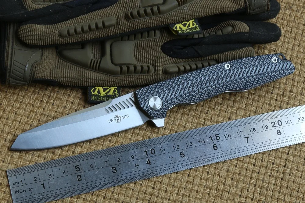 

TWO SUN TS16 D2 blade Flipper ball brearing Tactical folding knife G10 handle camping Pocket knives outdoor Survival EDC tools