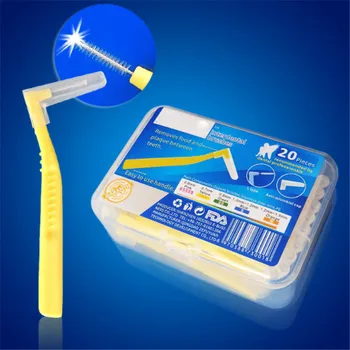 

20Pcs/box L Shape Adults Interdental Brushes Clean Between Teeth Floss Soft Slim Dental Floss Toothbrush Orthodontic Wire Brush