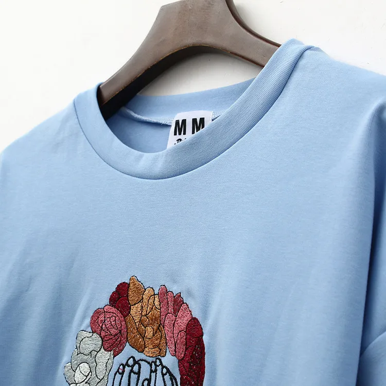 Merry Pretty/Новинка; стильная женская футболка в стиле Харадзюку; футболка с вышивкой; милая хлопковая Футболка; Забавный летний укороченный топ для девочек