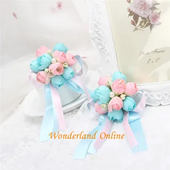 

10 Colors! 7cm Wedding Corsage Artificial Simulation Flower Wedding Supplies For The Brides Bridesmaid Corsage Wrist Flower