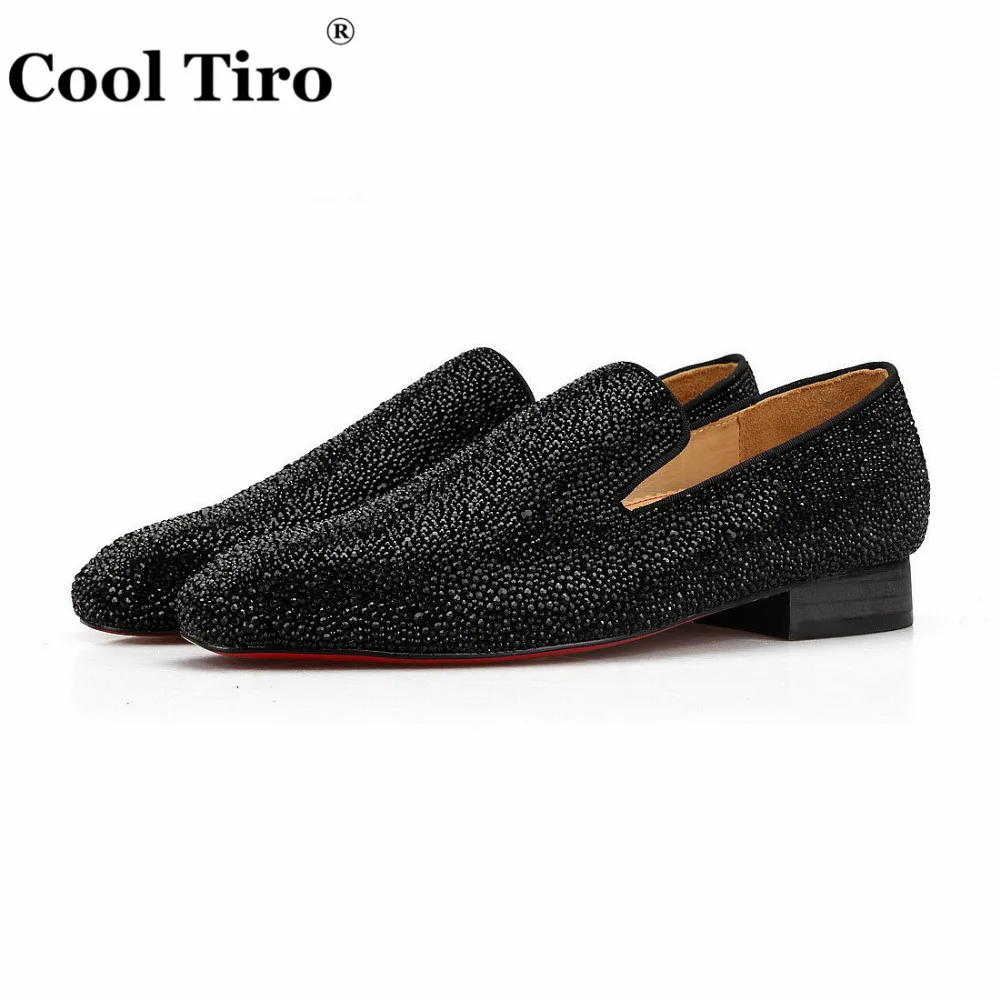 Black Crystals Loafers Shoes Suede (3)