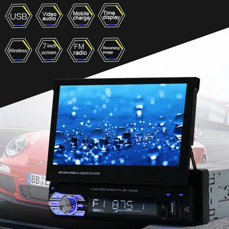 

7 inch Car Mp4 MP5 Video Player Car Radio Gps 1 Din Stereo Auto Bluetooth FM USB TF AUX Mirror Link 46