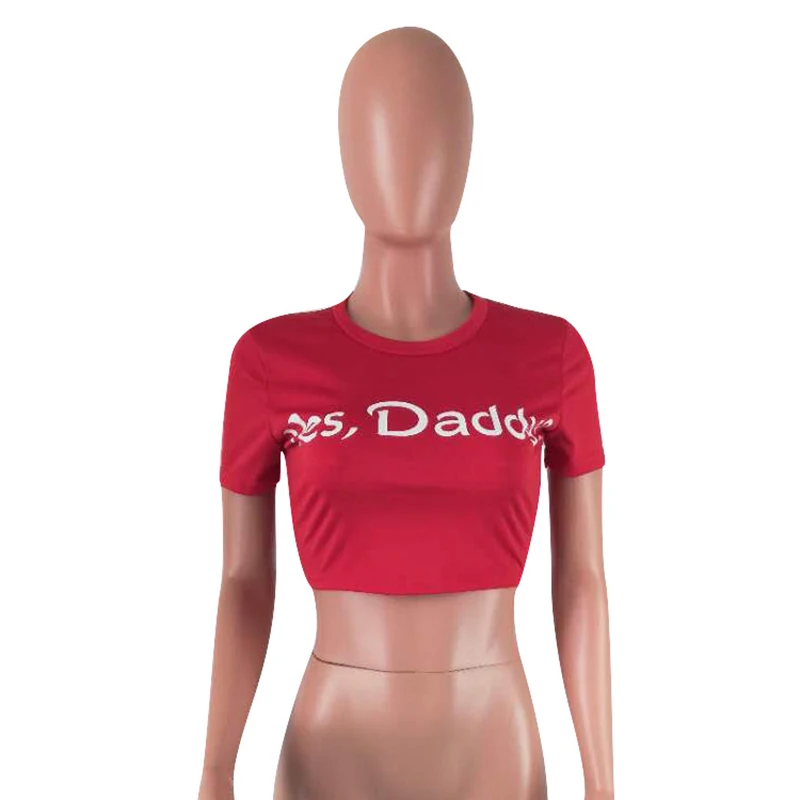 Повседневная Женская футболка с надписью Yes Daddy короткий рукав летние