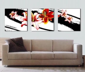 

3 panels lily flowers modern art canvas wall paintings wall pictures for living room canvas prints cuadros decorativos