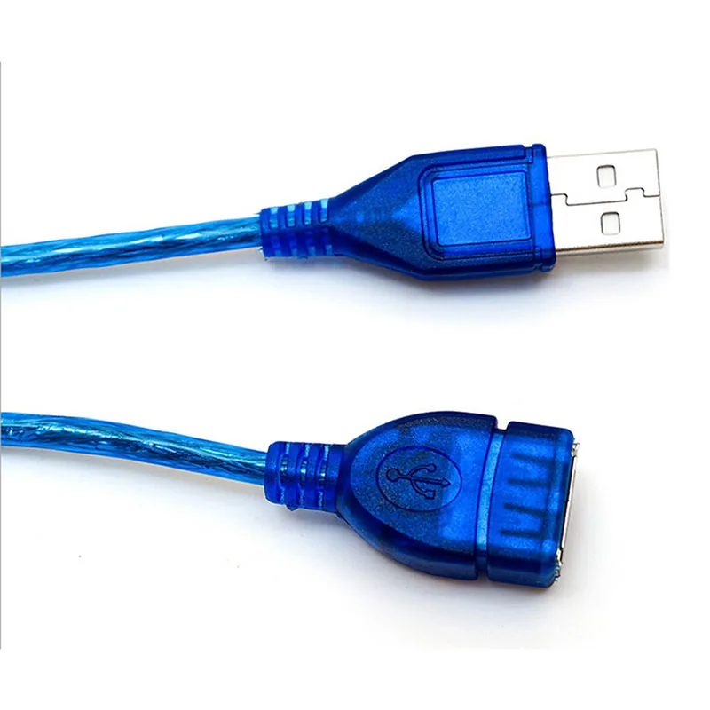 1 м 3 м USB кабель-удлинитель медный штекер для женщин USB удлинитель адаптер двойное экранирование прозрачный синий анти-помехи