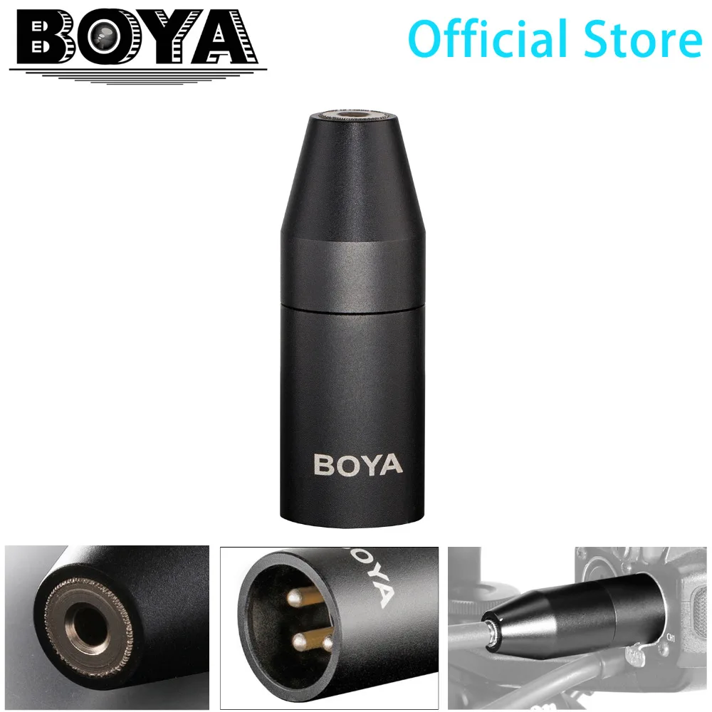 

BOYA 35C-XLR 3.5mm (TRS) Mini-Jack Female Microphone Adapter to 3-pin XLR Male Connector for Sony Camcorders Recorders & Mixers