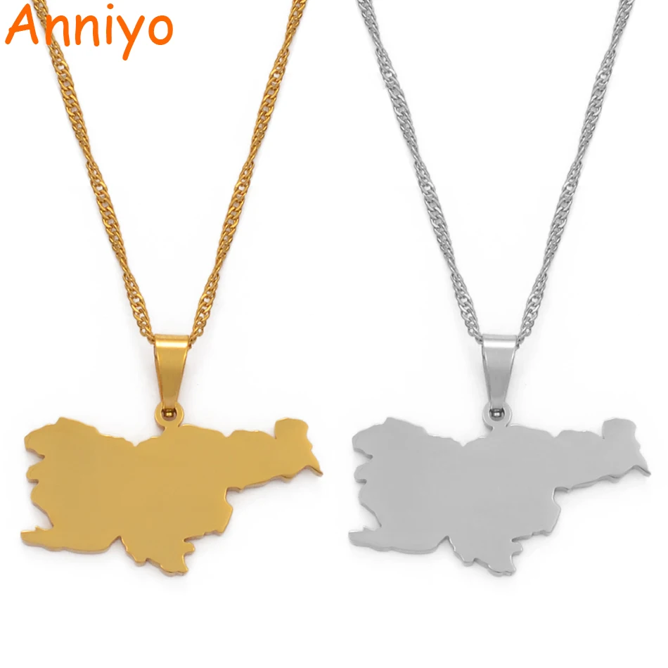 

Anniyo Slovenia Map Pendant Necklaces for Women,Gold Color/silver Stainless Steel Maps Slovenija Jewelry Gifts #101621