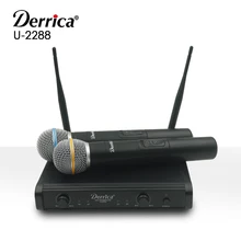 Derrica U-2288 Профессиональный UHF беспроводной микрофон для караоке системы с двойной U-288 ручной передатчик микрофона
