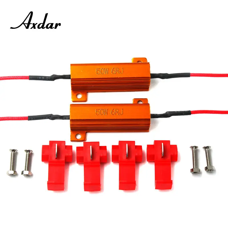 2pcs Axdar 50W 6ohm Load Resistors Fix LED Bulb Fast Hyper Flashing