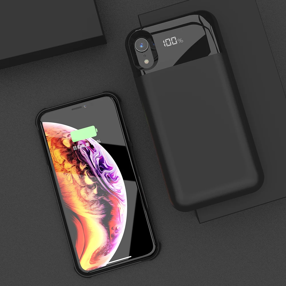 LINGCHEN чехол для аккумулятора для iPhone X/XS XR 5000/5500 мАч чехол для зарядки аккумулятора для iPhone умный чехол для зарядки с цифровым дисплеем