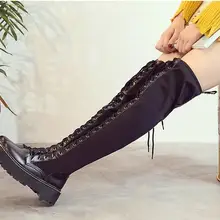 Женская обувь высокого качества женские сапоги Сапоги выше колена г. Новые модные зимние повседневные сапоги на толстой подошве X11