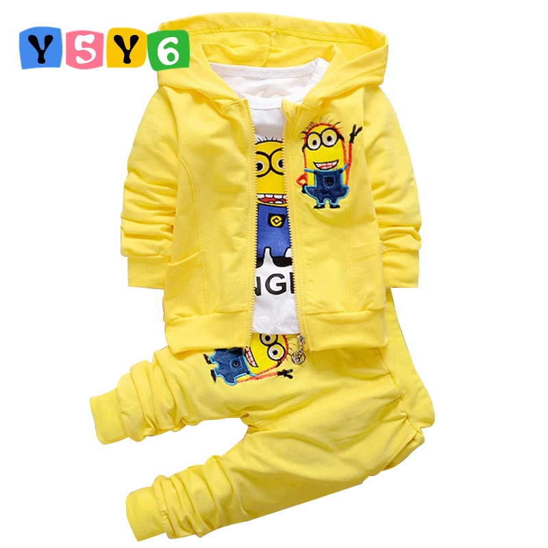 

Kids Clothes 2018 Autumn/spring Baby Boys Girls Cartoon children 's suits Coat+T shirt+pants baby boys girls clothes 1-5 years