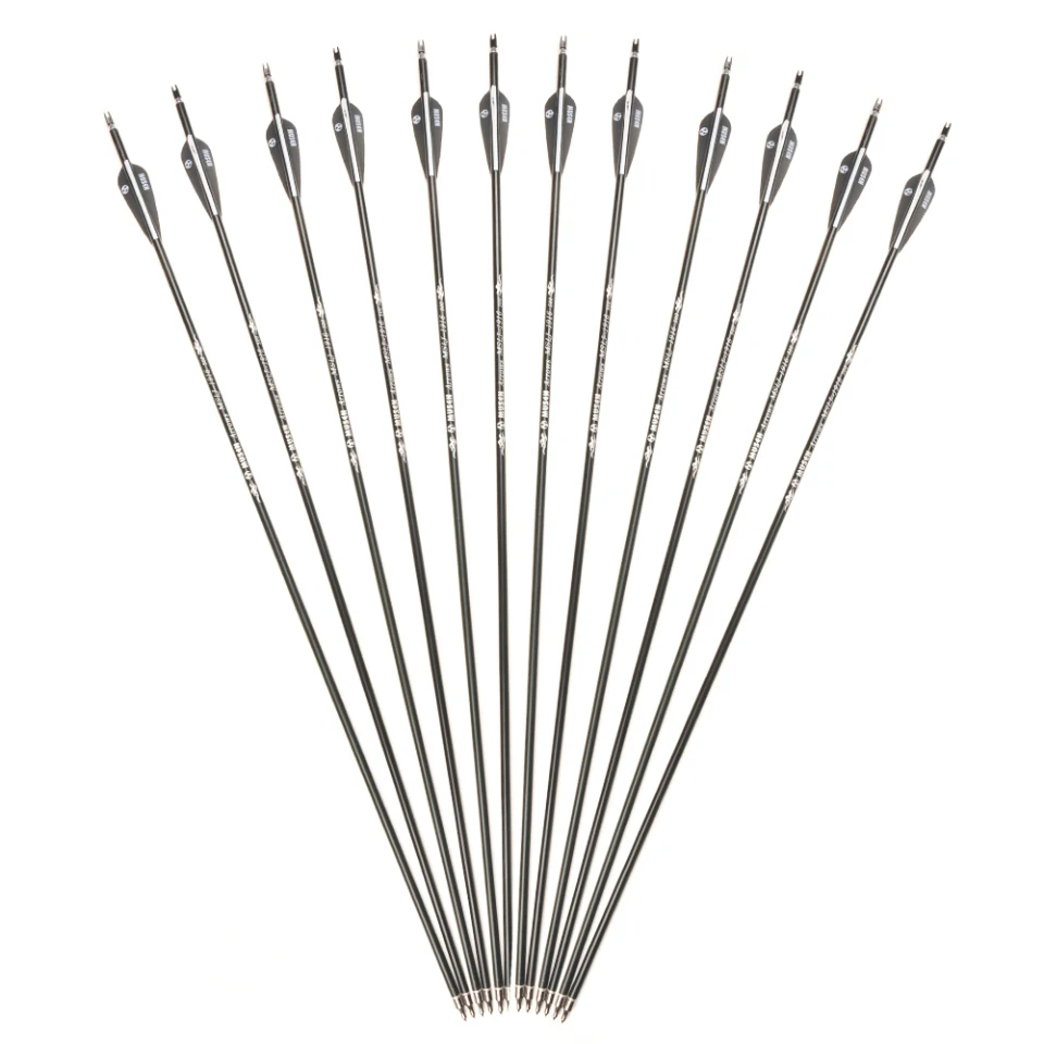 Billig 30 zoll Wirbelsäule 500 Aluminium Pfeile OD 7,6mm Bogenschießen Jagd Pfeile für Recurve Verbindung Bögen Bogenschießen Verpackt in 6  12 24 stücke