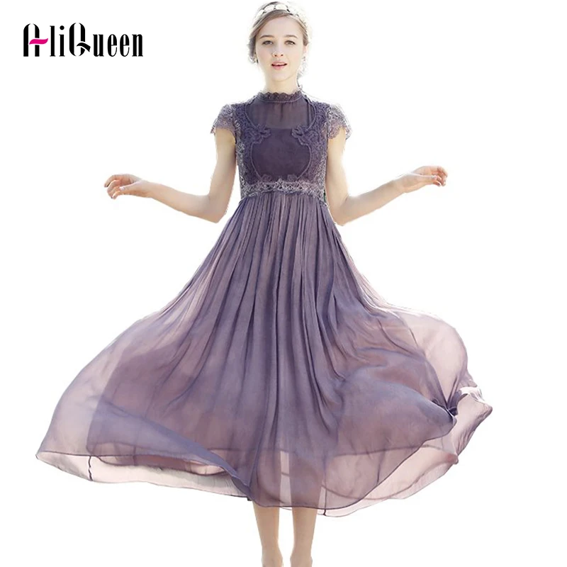 

2019 Summer Women Chiffon Bohemain Dress Vestidos Women's Temperament Party Dress Chiffon Long Lace Long Ladies Dress Vestidos