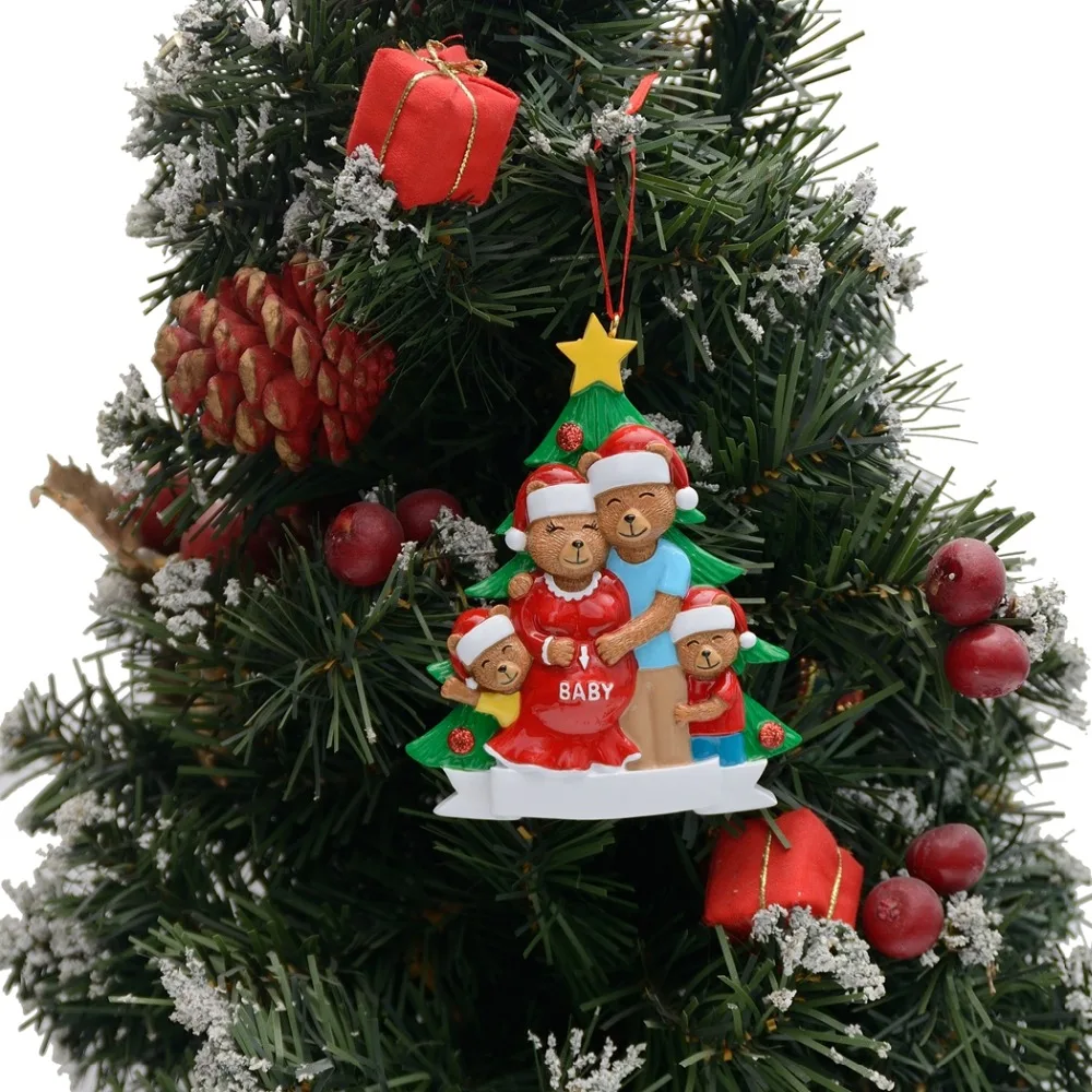 Смолы Maxora Pregenant медведь пара персонализированные орнамент для рождественской елки, праздник домашнего декора, подарок и сувениры