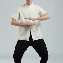 Шанхай история китайский костюм Тан с коротким рукавом Китайский комплект одежды льняной мужской Национальный Костюм Униформа кунг-фу