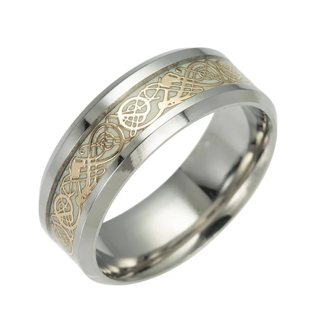 1 Pcs Stainless Steel Luminous Dragon Rings Unisex Accessories Fluorescent Glowing Rings For Men Women Gift