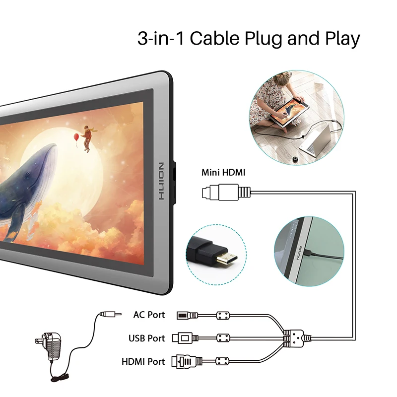 Huion Kamvas 16 Ручка Дисплей монитор 15 6 дюймов цифровой Графика рисунок наклона