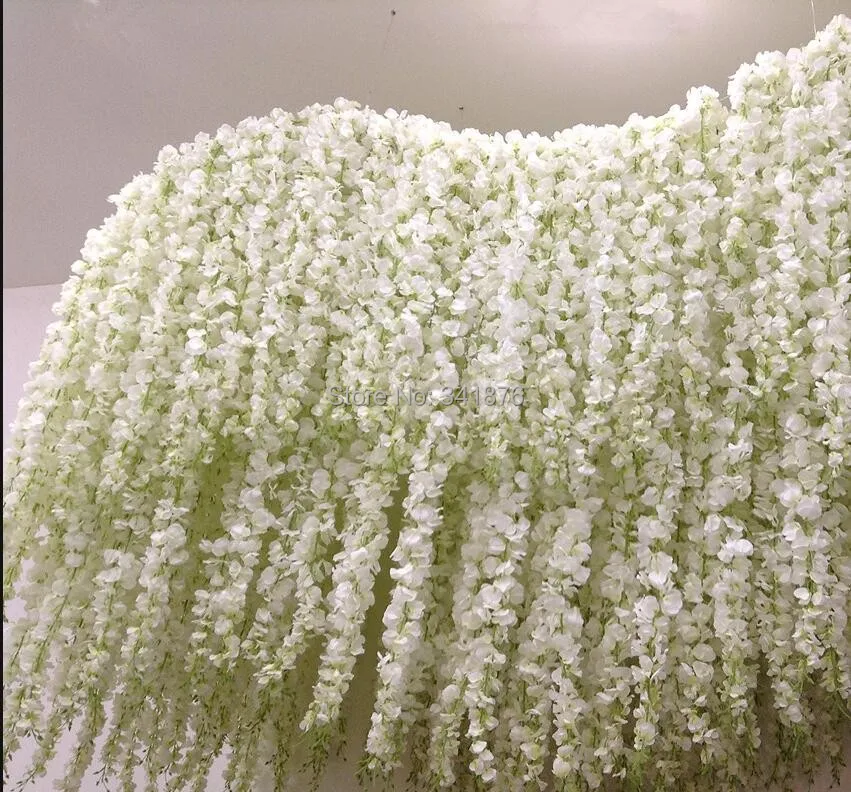 

New Artificial Wisteria Bean Vines Silk Flowers Rattan With Stem For Home Home and Wedding Decorations white pink purple green