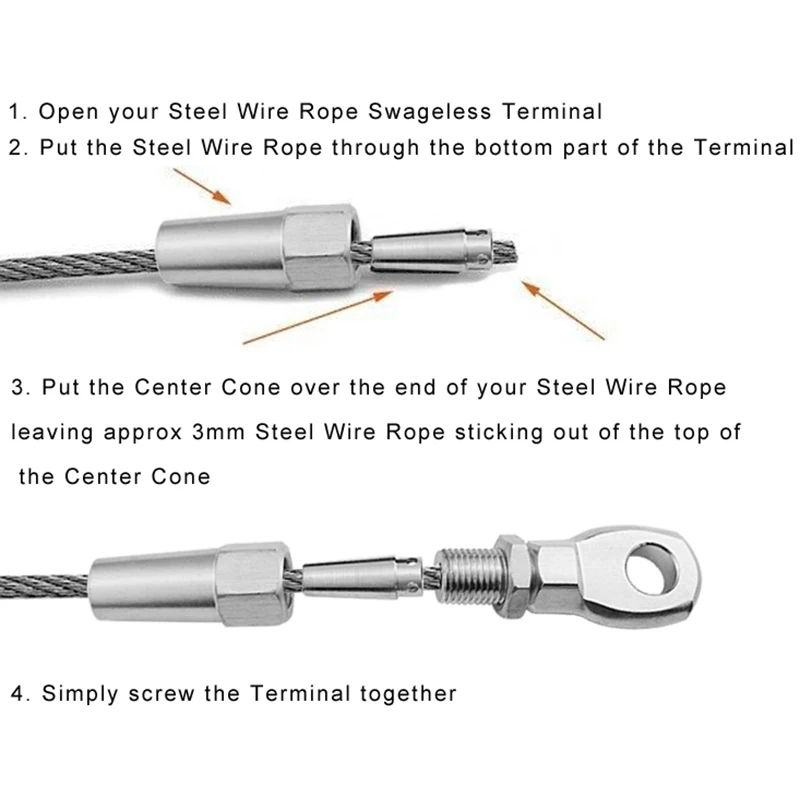 2 шт Морской Ранг 316 нержавеющая сталь беспламенный глаз терминал провода трос Diy фитинг такелаж аппаратные средства балюстрады комплект
