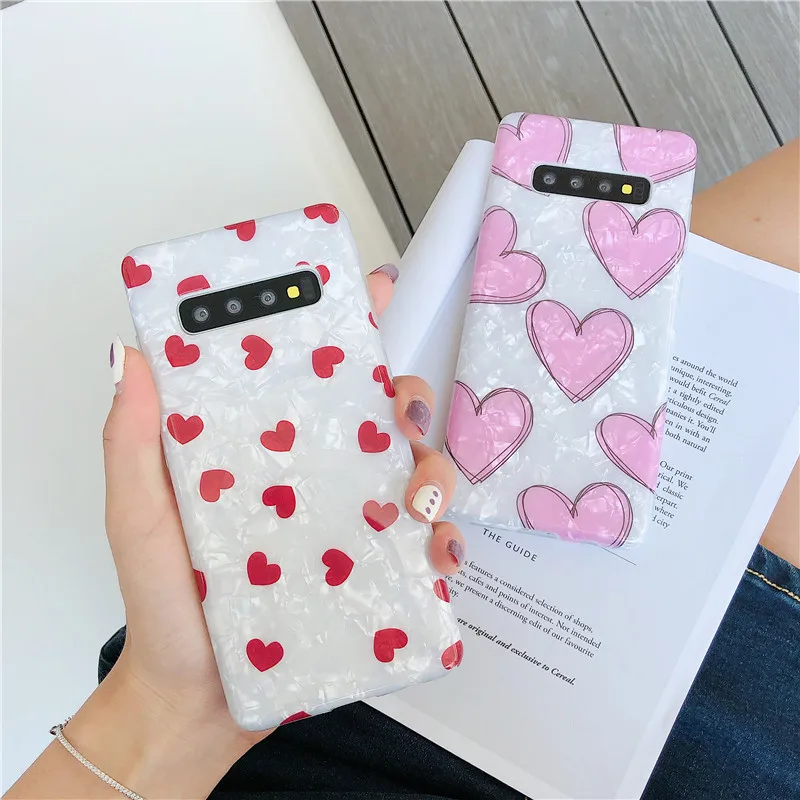 

HYSOWENDLY Girl Love Hearts Phone Case for Samsung Galaxy S8 S9 S10 Plus Silicone Soft IMD Protective Cover For Samsung Note 8 9