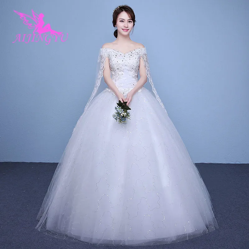 

AIJINGYU 2018 white free shipping new hot selling cheap ball gown lace up back formal bride dresses wedding dress WK225