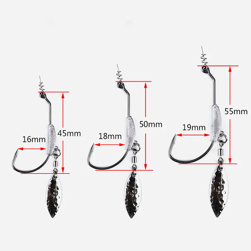 WALK FISH 3PCS/Lot Offset Fishing Hooks Lead Weighted Crank Hook with Spoon Soft Baits Hook Add Lead Weight Worm Hook