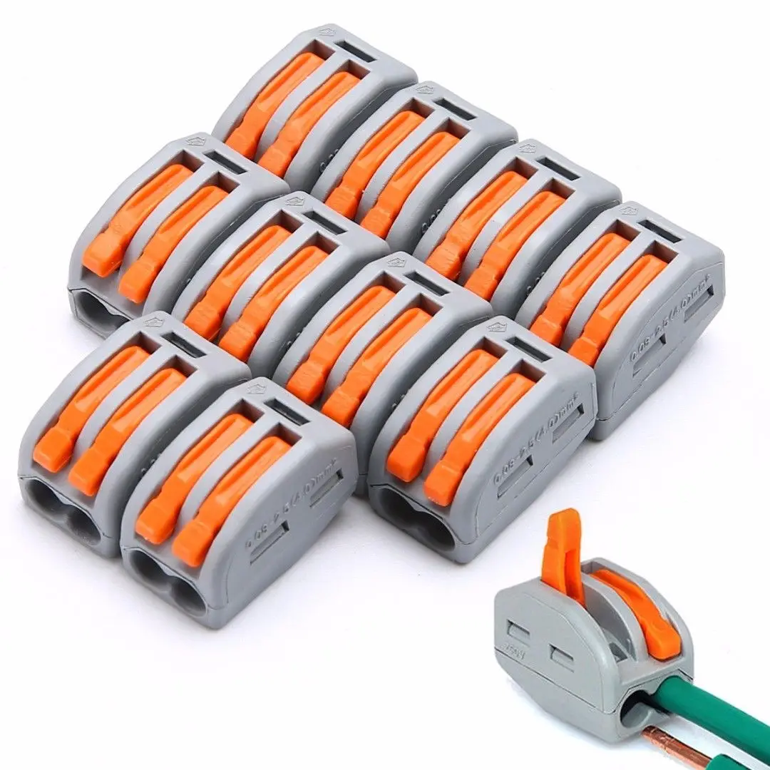 

10pcs Spring Lever Terminal Block Electric Cable Wire Connector 2 Way Home Compact Splicing Connector Wire