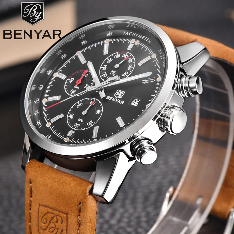 

2019 BENYAR Fashion Chronograph Sport Mens Watches Top Brand Luxury Waterproof Military Quartz Watch Clock Relogio Masculino