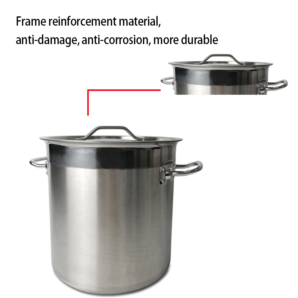 

50Liters NEW Deep Stainless Steel Stock Pot Soup Pot Catering Stew Soup Boiling Pan With Lid Soup Barrel Induction Cooker
