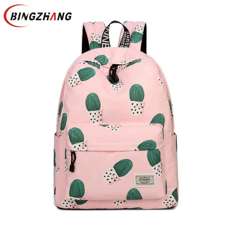 Mochila De Viaje con estampado de Cactus, Mochila de hombro multifuncional para adolescentes, Mochila escolar, Mochila femenina L4-3116