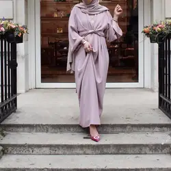 Модная мусульманская абайя длинные платья кардиган хиджаб кимоно длинные халаты свободные Vestidos Ближний Восток Рамадан Исламская повязки