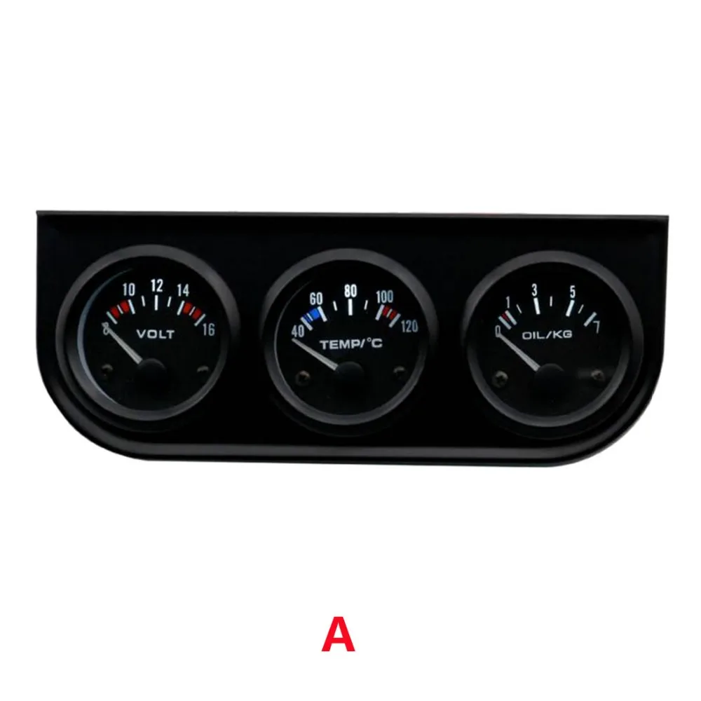 12V 52MM Unity of THREE GAUGES A/B/C (Oil Press+Voltage/Water Temp/Oil