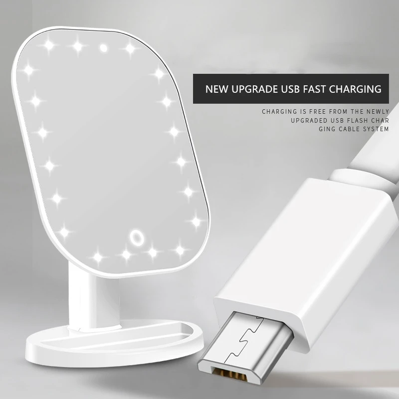 

LED Makeup Mirror with 20 Lights New USB Charging Smart Touch Dimming Desktop Fill Light Mirror