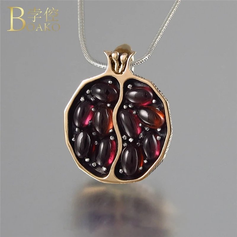 BOAKO, ожерелье из натурального камня, женское, Ретро стиль, полое, рельефное ожерелье, кристалл, драгоценный камень, Королевское ожерелье, яблоко, дерево, гранат, Colar Z5