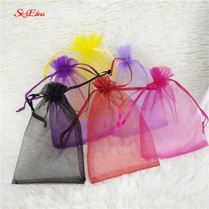 

50pcs Organza Bags Wedding decoration Party Gift Bag dragees Bag wedding favor boxes Jewelry packaging bags gift boxes 6X8cm 5z