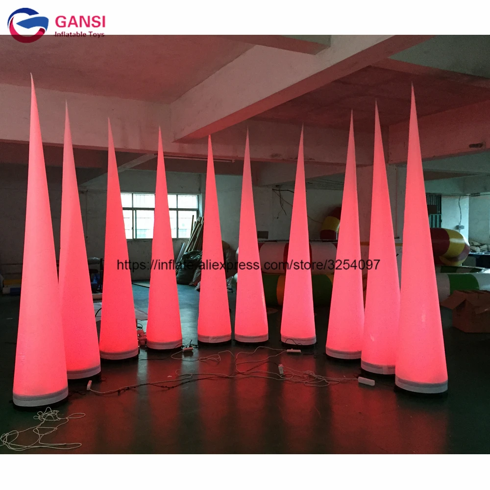 

Party decoration 3m lighting cone inflatable tusk,oxford cloth inflatable column with led light