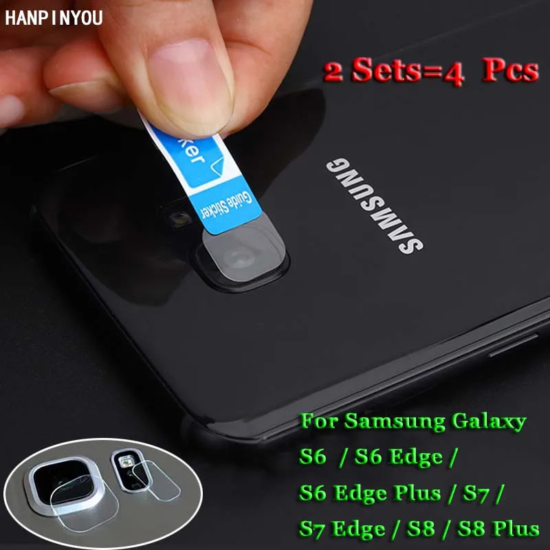 

4 Pcs For Samsung Galaxy S6 S7 Edge+ S8+ Plus Soft Fiber Clear Tempered Glass Back Camera Lens Flash Light Screen Protector Film
