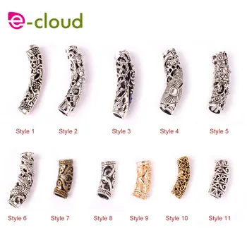 

7Mm And 8Mm Hole Micro Ring Beads 5Pcs/Lot Hair Rings For Braids 11 Type Silver Dreadlock Beads Long & Round Shape