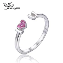 JewelryPalace I Love You Created Pink Sapphire Coronary heart Wrap Stackable 925 Sterling Silver Ring For Girls Present Vogue Coronary heart Rings