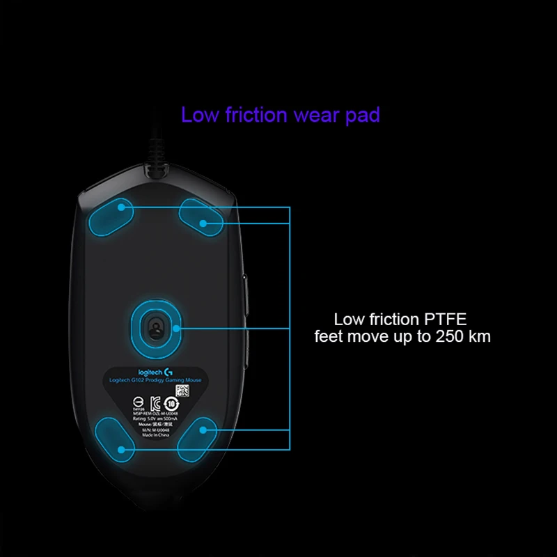 Kopen Logitech G102 Bedrade Muis voor Windows 10 8 7 Wired Game Muis met 6000dpi Optische RGB verlichting voor PC Desktop Officiële Echte