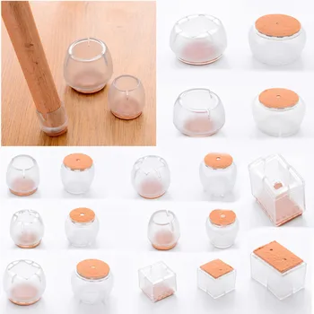 

4 pcs/bag Silicone Rectangle Square Round Chair Leg Caps Feet Pads Furniture Table Covers Wood Floor Protectors