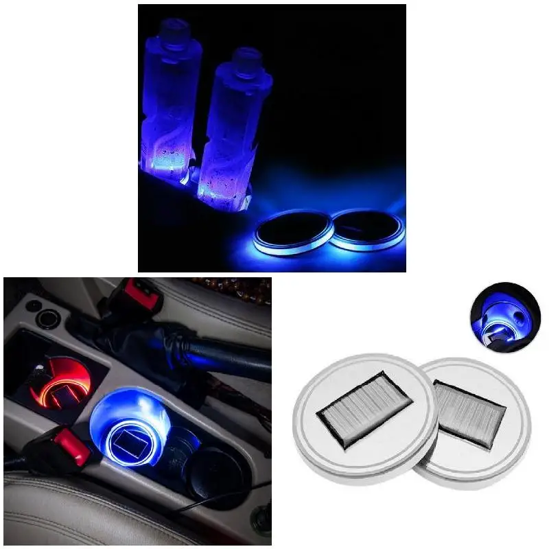 

New Universal Car Solar LED Cup Holder Pad Anti Slip Bottle Coaster Mat Pressing Vibration Luminous Drink Rack